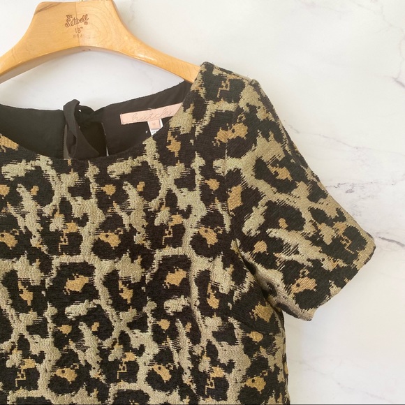 Anthropologie Hutch Leopard Print Metallic SS Sweater Top 66170 - Picture 8 of 10